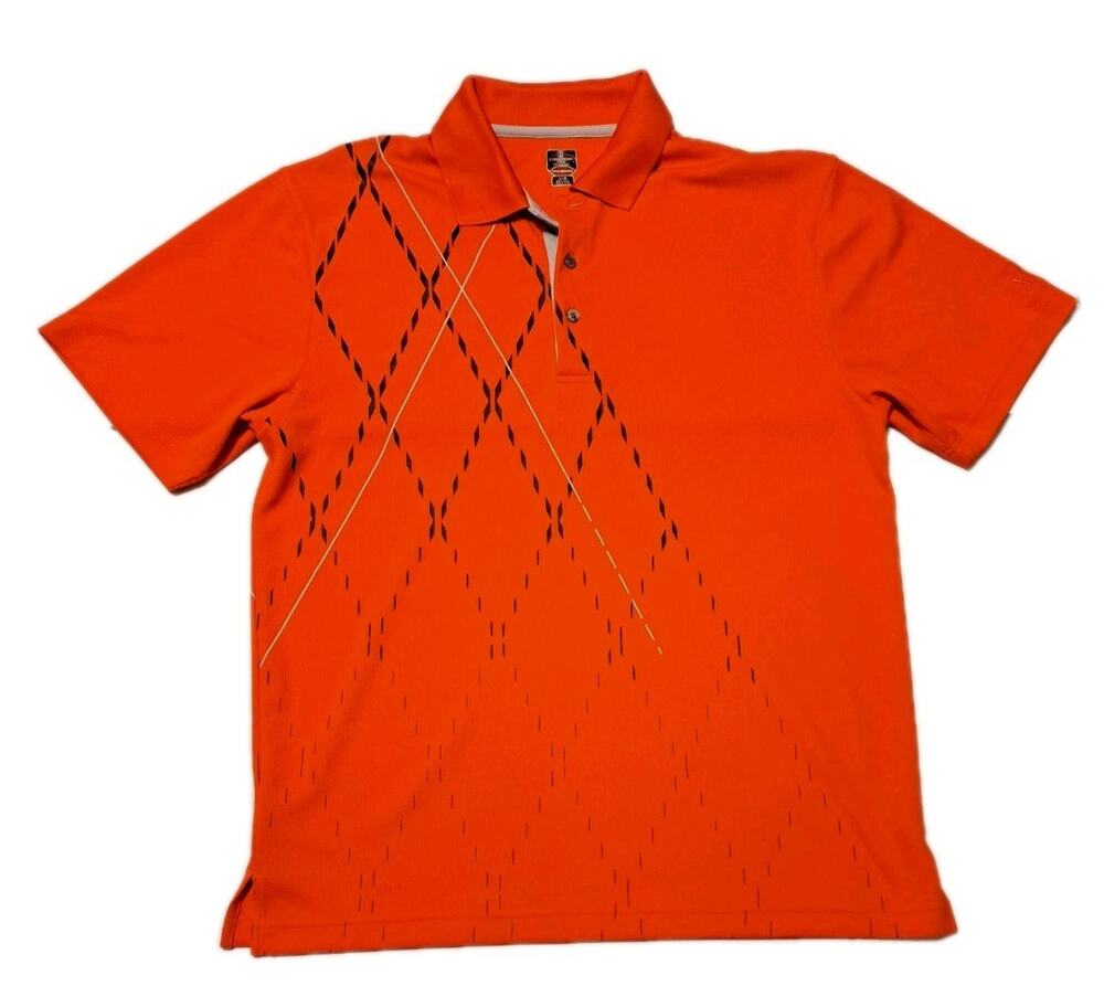 Champions Tour Pro Series Men's Large Orange Golf Polo Shirt Knit Top Athletic